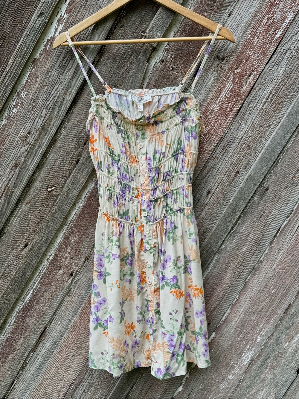 NWT Hippie Rose Floral Mini Dress L Cottagecore Boho Corset Button Front